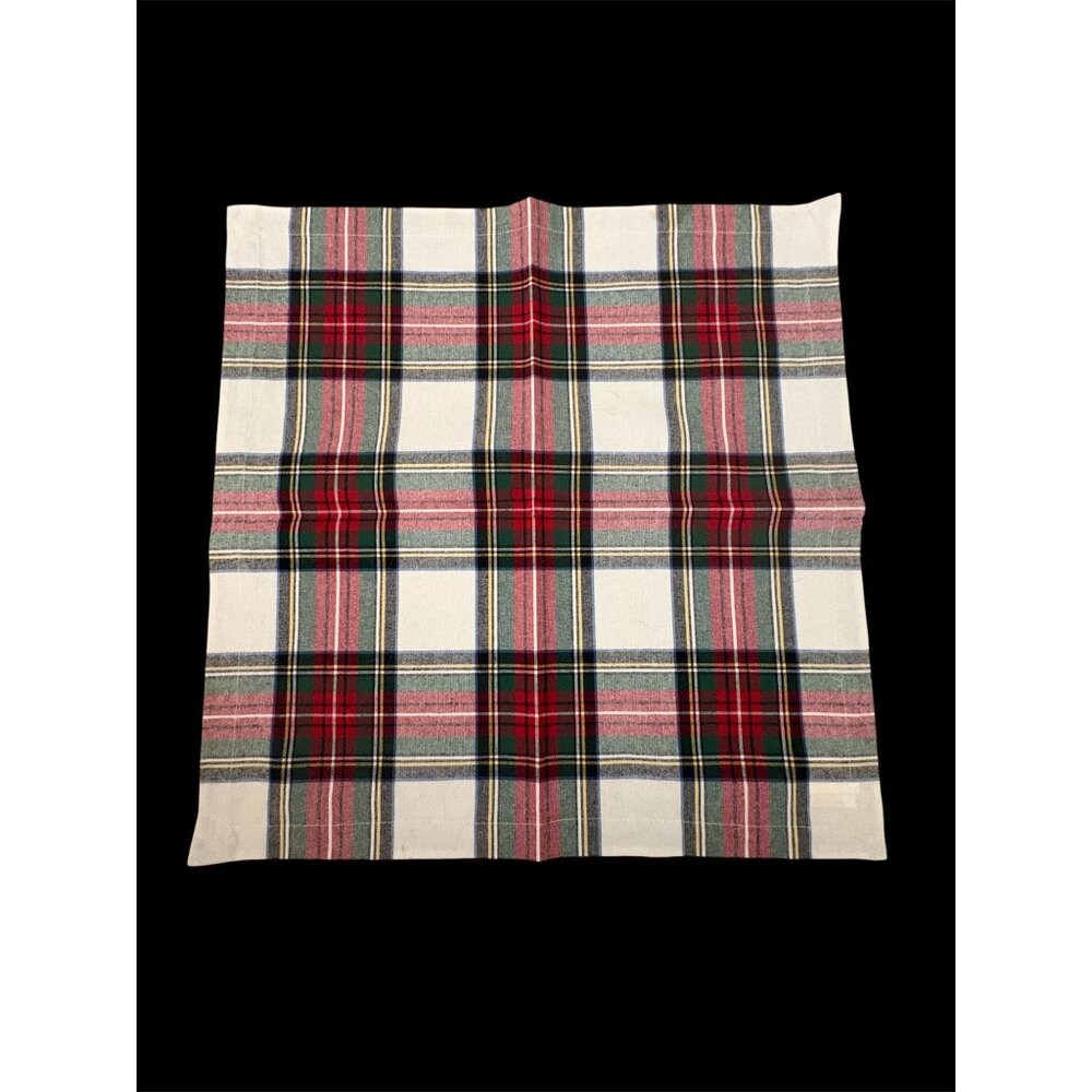 Pottery Barn Stewart Plaid Set Of 4 Holiday Napkins Cotton 20 x 20